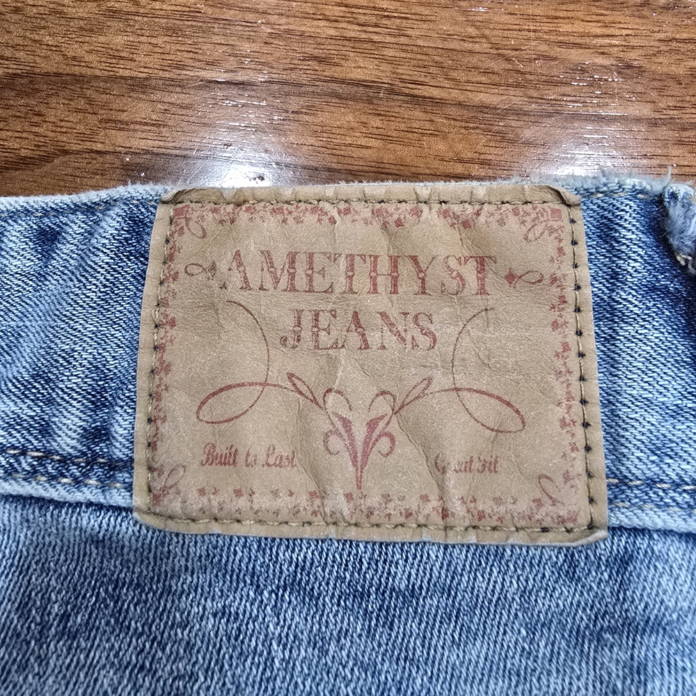 Amethyst Jeans Distressed Light Wash Stretch Straight Denim Blue Jeans 13-short‎ - Picture 8 of 8